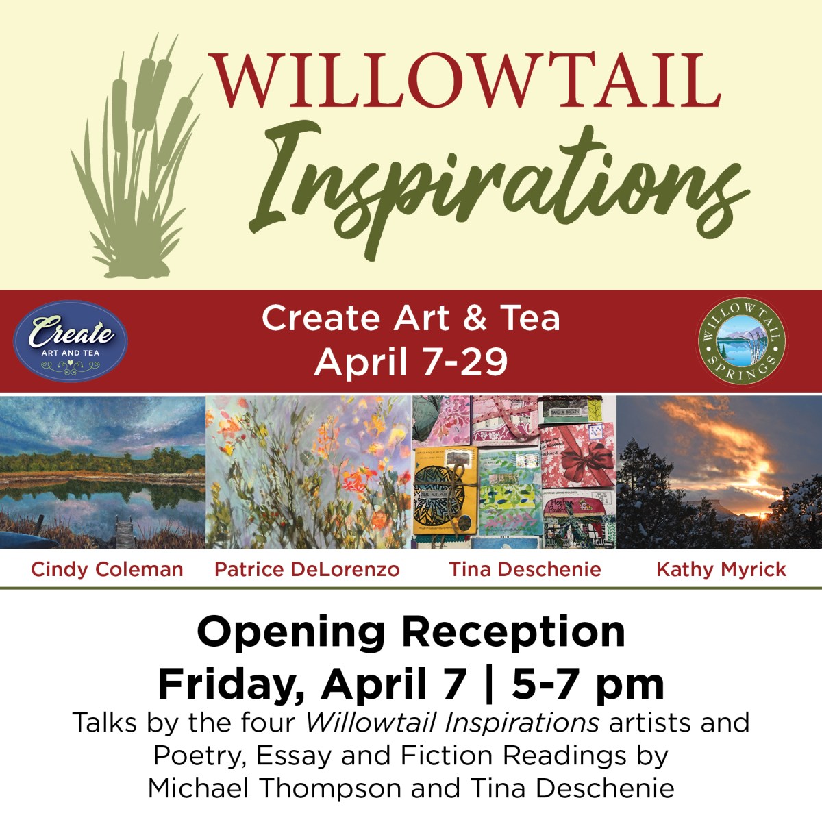 Don’t miss the second Willowtail Inspirations Show at Create Art & Tea Gallery in&nbsp;April!